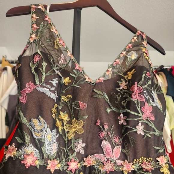 MARCHESA NOTTE,TIERED EMBROIDERED GOWN - Picture 10 of 13